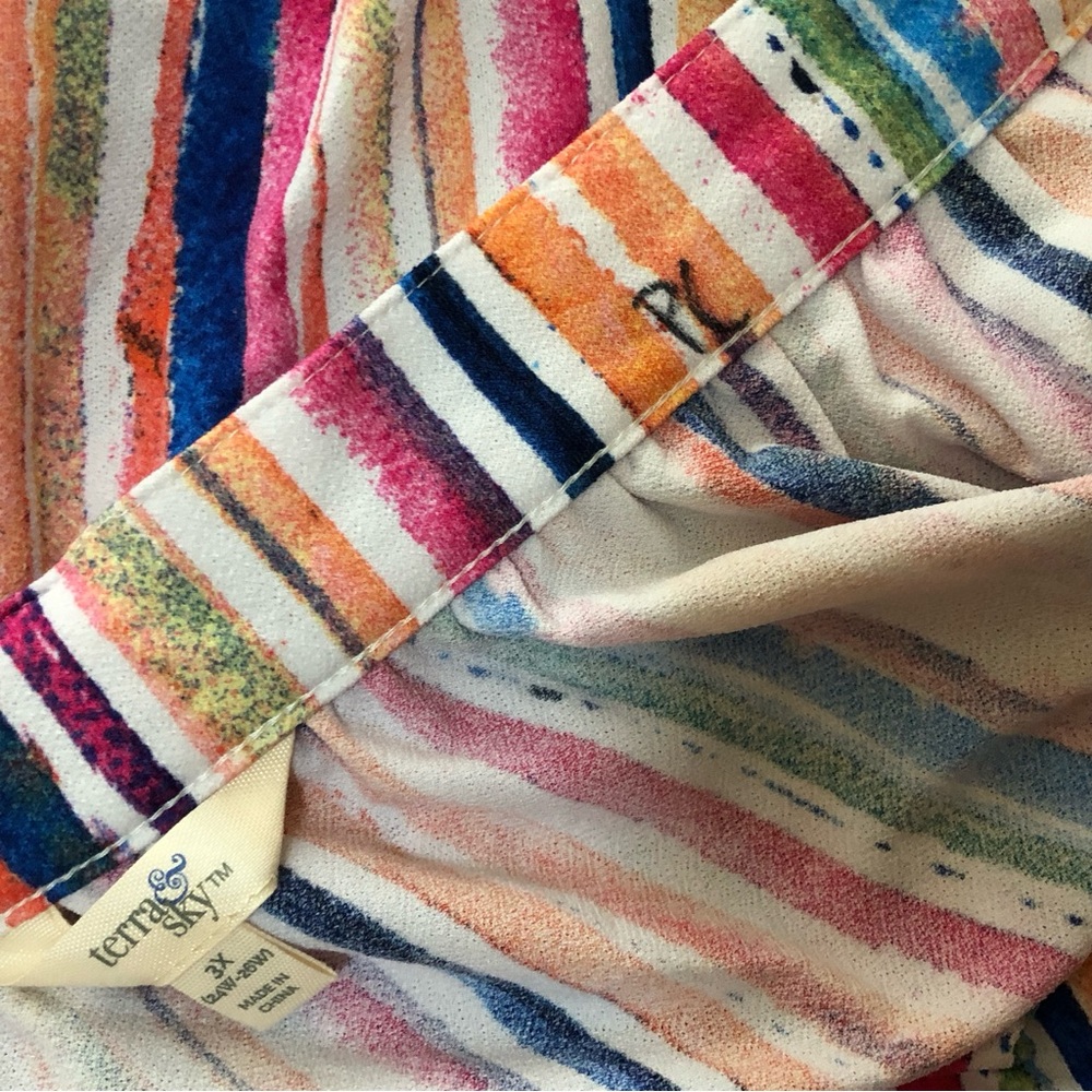 Terra & Sky Button Front Stripe Midi Skirt - 3X - Picture 6 of 10